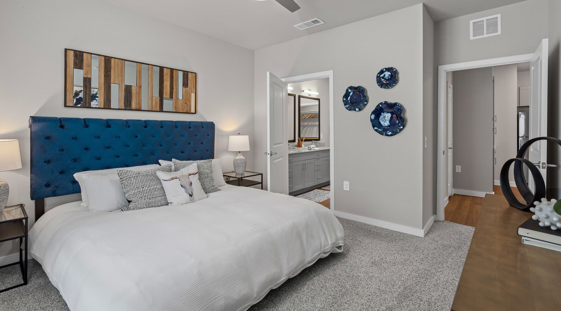 spacious bedroom with private bathroom